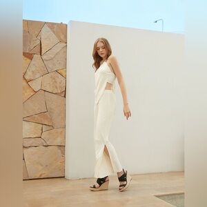 Textured Open Back Two Piece Pants Set from Commense